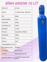 Khí Argon: Bình 10 Lít Loại Mini Chuyên Công Trình