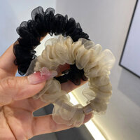 Khí Chất năm 2025 Champagne lưới sợi tròn ruột non Vòng buộc tóc dây đầu đen đơn giản lưới dây cao su đỏ cho nữ dây buộc tóc đuôi ngựa