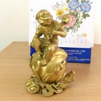 Khỉ ngồi Đào cầm Gậy Như Ý, Hầu Đắc Thọ bằng đồng nguyên chất. Tượng khỉ đồng. - Đại Bái 555