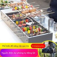 Kho Báu Sạc Que Tre Tự Động Lật Bếp Nướng Ngoài Trời Bếp Nướng Than Inox Gia Dụng Quay Xiên Tự Phục Vụ