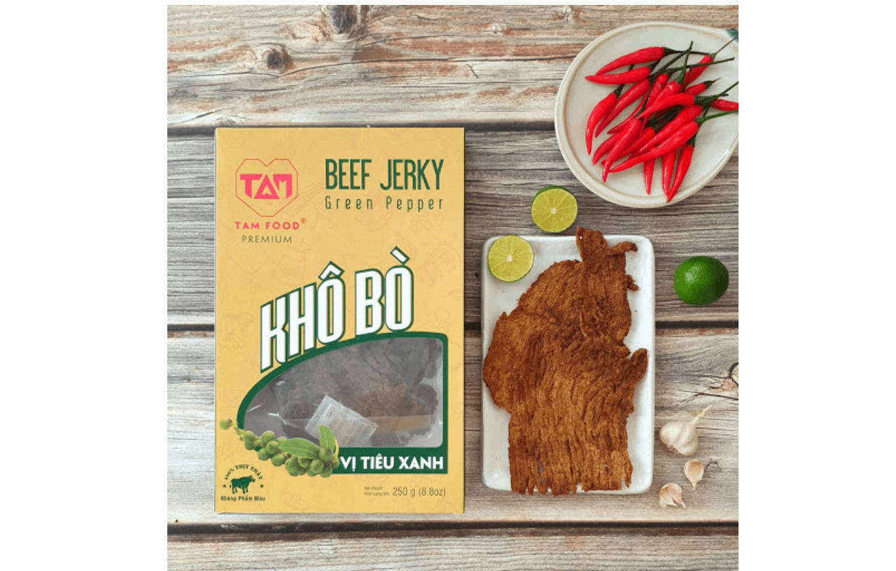Khô bò Tam Food Premium vị tiêu xanh 250g