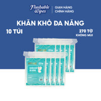 KHO GÒ VẤP_Thùng 10 Túi Khăn Vải Khô Đa Năng Cho Bé Happy Kids Túi 270 Tờ Không Mùi Không Cồn