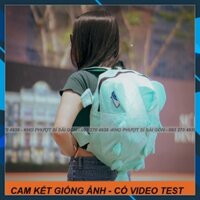 KHO HCM - Balo màu xanh ngọc hình Khủng long Nhung mịn mắt in 3D cỡ lớn đựng mũ fullface 3/4 phượt