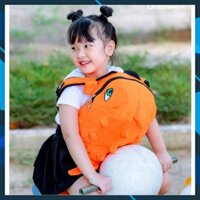KHO HCM - Cặp đi học cho bé vải nhung/ Balo khủng long mini mềm mịn màu cam (Cỡ nhí cho bé 1-7 tuổi)