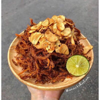 KHÔ HEO CHÁY TỎI hũ 300g thơm ngon đảm bảo chất lượng, nhà làm đồ ăn vặt siêu hot tại Hà Nội