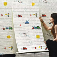 KHỔ LỚN 70x77cm - Bịch 10 miếng xốp dán tường hoạt hình 3D chống va đập mặt sau có sẵn keo dán trên mọi bề mặt