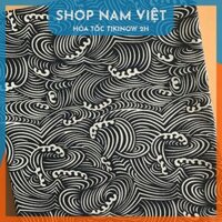 KHỔ LỚN VẢI DÀYVải Linen Thô Họa Tiết Nhật để trải bàn, làm phông chụp, may túi ví - Sóng biển