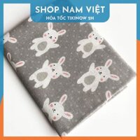 KHỔ LỚN VẢI DÀYVải Linen Thô Họa Tiết Nhật để trải bàn, làm phông chụp, may túi ví - Thỏ Nâu