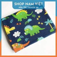 KHỔ LỚN VẢI DÀYVải Linen Thô Họa Tiết Nhật để trải bàn, làm phông chụp, may túi ví - Khủng Long