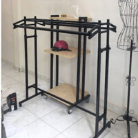 [Kho sào kệ cho shop] Xào kệ đôi, sào treo đồ 2 bên có kệ trên và dưới để đồ. Giá treo đồ sắt sơn tĩnh điện VNS-028
