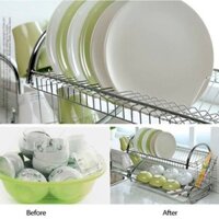 [Kho sỉ] Giá kệ để chén bát INOX 2 tầng cao cấp, chạn úp bát có khay hứng nước thông minh