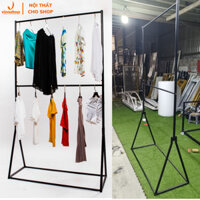 [Kho sỉ sào kệ cho shop] Xào treo đồ quần áo shop, Giá treo quần áo 2 tầng chân chữ Y sắt sơn tĩnh điện. VNS-025