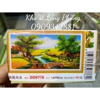 (Kho sỉ) Tranh đính đá Làng quê việt nam D9776 160x85 cm ( chưa đính)