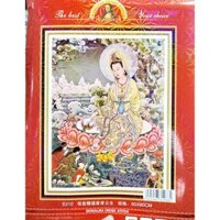 KHO SỈ - Tranh thêu chữ thập phật bà quan âm thêu kín E210-60*80cm