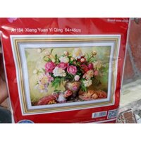 (KHO SỈ) Tranh thêu chữ thập bình hoa đẹp A1184