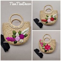 KHO SỈ túi lục bình rẻ vô địch size 20 cm có lót vải và khóa kéo thêu hoa ruy băng