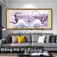 (Kho sỉ)Tranh thêu đồng hồ Thiên Nga Lp5218 :(76x39 cm )chưa thêu