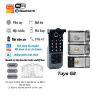Khóa cổng sắt Face ID và vân tay Tuya 2 mặt / 1 mặt , cửa sắt , cửa cổng ngoài trời chống nước
