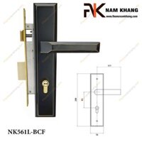Khóa cửa chính dạng ốp vuông màu đen viền vàng NK561L-BCF (Màu Đồng Cổ)