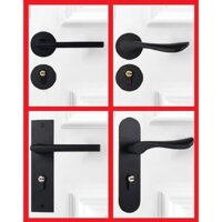 Khoá cửa Đen thông phòng, Khóa cửa gỗ tay gạt hợp kim Đen thân liền, thân rời thẳng, cong