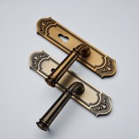 Khoá Cửa Gỗ Tay Gạt Tân Cổ Đồng Xước Xanh Vàng Mờ 509-942