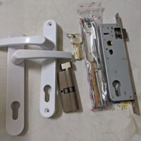 Khóa cửa nhựa lõi thép, khóa tay gạt đơn điểm, KHÓA 4500,Khóa cửa nhựa tay lắm tròn màu trắng