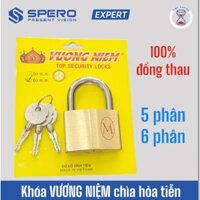 Khóa Cửa Vương Niệm 100% Đồng Thau 6 Phân Chìa Hỏa Tiễn, Ổ Khóa Vua Miên Màu Vàng.