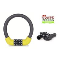 Khóa dây xe đạp 5 số đổi được mã Tặng tay nắm sừng xe đạp