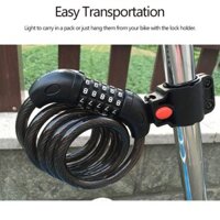 Khoa Dây Xe Đạp Chống Trộm Dùng Mã Số - Cáp Thép, Kích Thước 90cm, Màu Đen