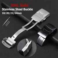 Khóa đồng hồ bằng thép không gỉ nguyên khối 304L 18mm 20mm 22mm 24mm Dây đeo đa năng Kim loại Bấm đôi Dày gấp Khóa đồng hồ Nút thay thế cho Seiko