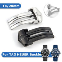 Khóa đồng hồ gấp bằng thép không gỉ nguyên khối 18mm 20mm cho TAG HEUER Dây đeo silicon thay thế Khóa kim loại Nút bạc Phụ kiện đồng hồ