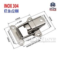 Khóa gài Inox 304 loại trơn Size XS 38 x 52 mm Dạng Máy Bay