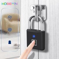 Khóa mật khẩu vân tay HOBBYIN, Ổ khóa vân tay thông minh sạc USB chống trộm, Ổ khóa thông minh chống nước di động