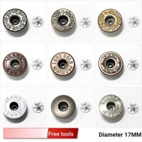 [Khóa quần yếm có thể điều chỉnh] Nút quần jean Nút kim loại Lắc đầu Công cụ cài đặt Khóa áo khoác Denim Nút tròn