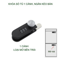 Khóa số tủ 1 cánh-2 cánh, ngăn kéo bàn đa năng, bằng nhựa ABS với 3 mã số thay đổi được - Mở 1 cánh-trái