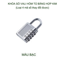 Khóa số vali balo XL033 loại 4 số có thể thay đổi được, làm bằng hợp kim - màu bạc