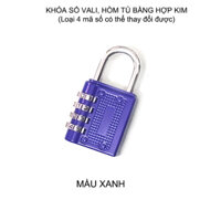 Khóa số vali balo XL033 loại 4 số có thể thay đổi được, làm bằng hợp kim - Xanh dương