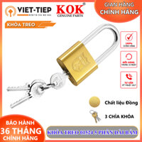 Khóa treo Việt Tiệp 01524 khóa càng dài đồng màu vàng khóa cầu 8mm dày 17mm 3 chìa khóa 5 phân bấm chính hãng KOK