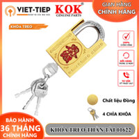 Khóa treo Việt Tiệp 01622 Khóa thần tài chống cắt trộm đồng vàng khóa cầu 1.2cm dày 2.1cm 4 chìa khóa chính hãng KOK