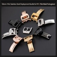 Khóa triển khai bằng thép không gỉ 18mm 316L cho IWC Pilot Mark Portugieser Rose Gold Cao su da Watchband gấp khóa