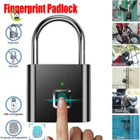 Khóa vân tay, Ổ khóa thông minh sạc USB không cần chìa khóa, Khóa cửa điện tử hợp kim kẽm an toàn thông minh chống nước di động tại nhà