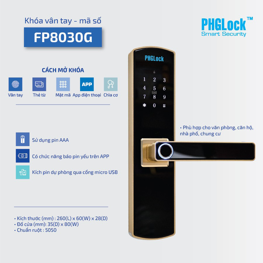 Khóa vân tay PHGlock FP8030G App
