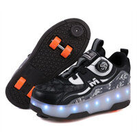 Khóa Xoay Nhỏ Dây Đeo Bốn Gót Phanh Runaway Giày 29-38 Trẻ Em Runaway Giày Bé Trai Dạ Quang Có Thể Tháo Rời Bé Gái Học Sinh Bánh Xe Giày Thể Thao Trượt FNEX