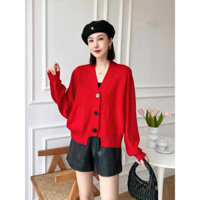 Khoác cardigan tay cánh dơi form rộng, áo khoác len tay cánh dơi có hai túi, áo khoác len big size