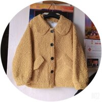 Khoác lông cừu màu vàng