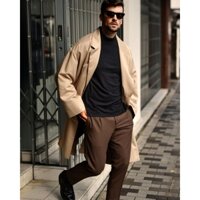 Khoác manto gió nam Hàn Project M mens oversize trench coat
