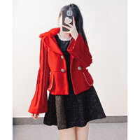 Khoác vest dạ cổ lông vintage