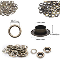Khoen ore 12mm Khoen mắt cáo 12ly Thau không gỉ Khuy mắt cáo bấm vải Túi 100 cái (có long đền) Màu đồng / Màu đen