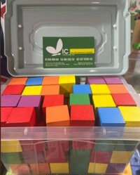 Khối gỗ vuông nhiều màu 96 viên 2,5x2,5cm