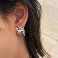 Khối lập phương siêu nhấp nháy chữ cái bông tai nhẹ xa xỉ khí chất nặng đầy đủ kim cương zircon bông tai thiết kế cao cấp